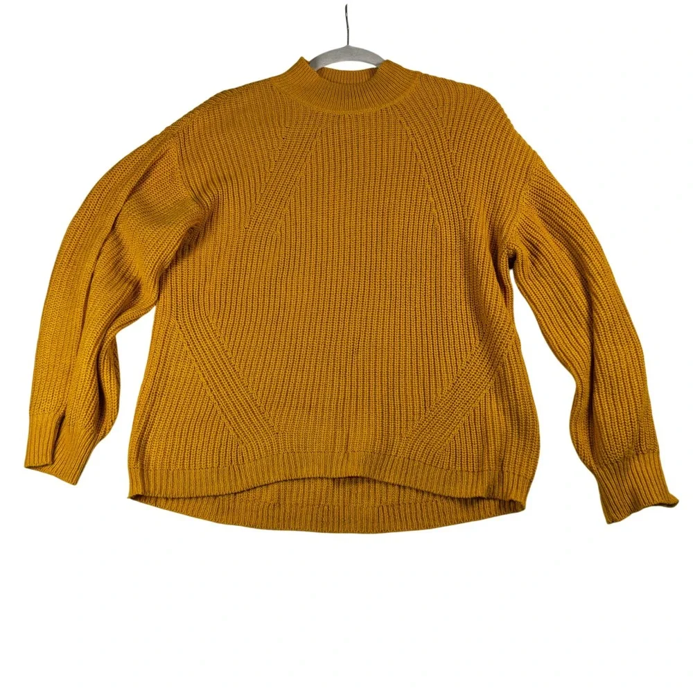 Old‎ Navy Womens Sweater Ribbed Knit Mock Neck Mustard Yellow Size M Pullover